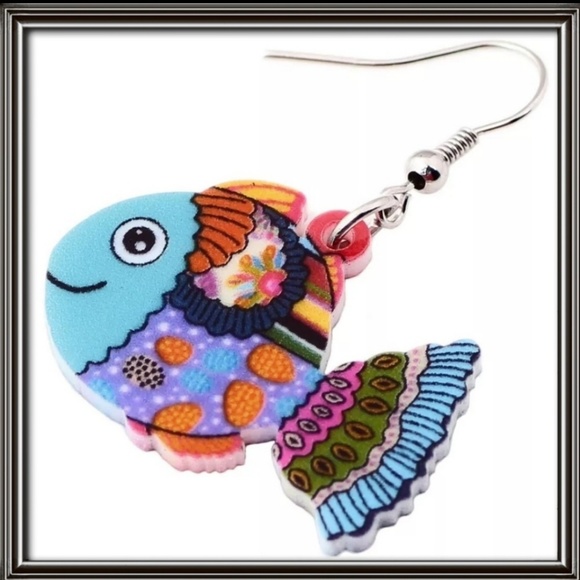 Fish Acrylic Multicolored Earrings - Picture 4 of 5